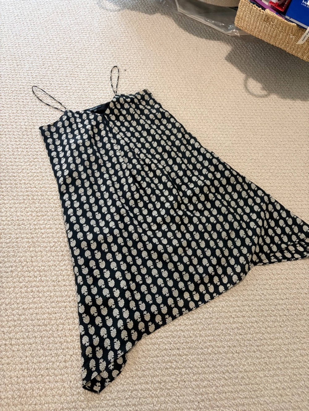 Black Pineapple Print Handkerchief Hem Summer dress